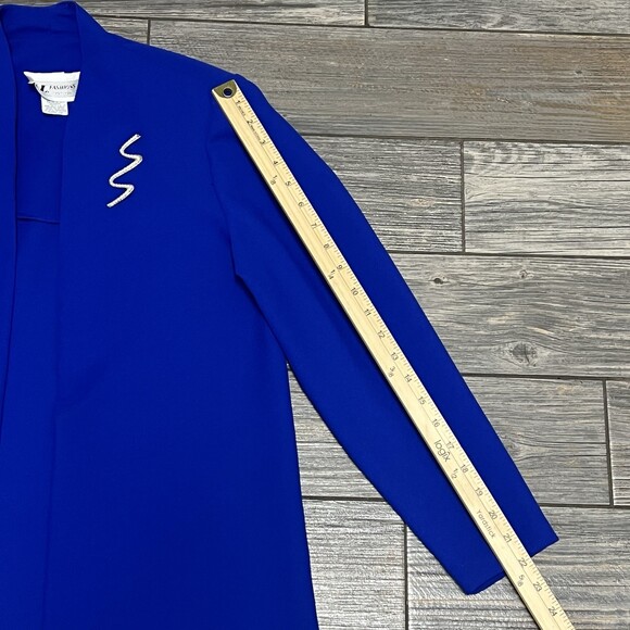 S.L. Fashions Petites 6P Royal Blue Open Front Jacket Beaded Embellished Blazer - Picture 11 of 16